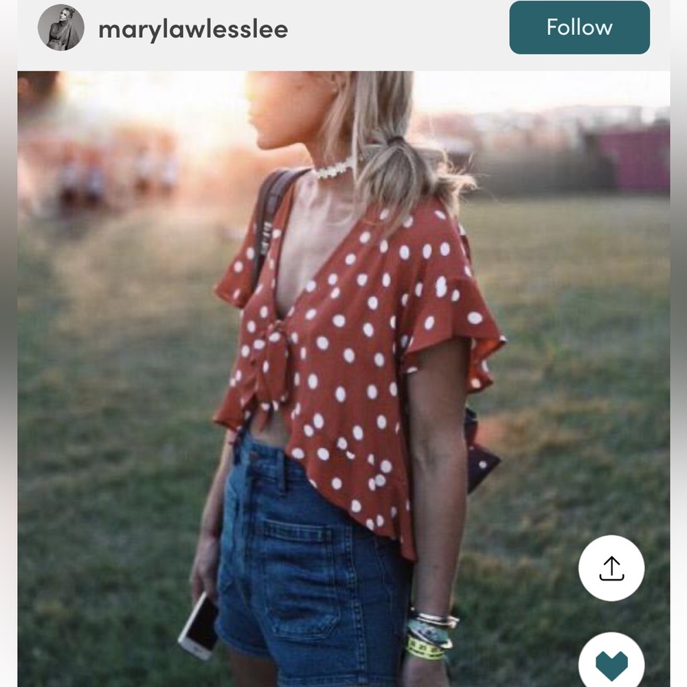Tularosa polka dot crop tie top XS